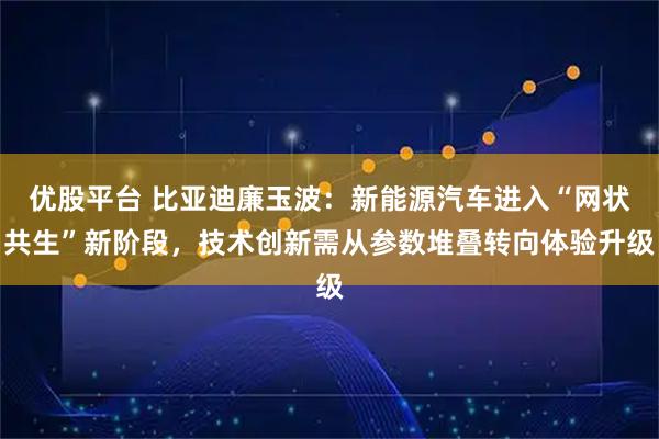 优股平台 比亚迪廉玉波：新能源汽车进入“网状共生”新阶段，技术创新需从参数堆叠转向体验升级